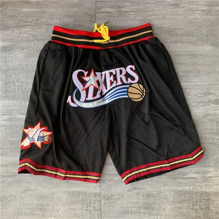 Fashion Basketball Pants Retro Net/dense Embroidery Magic Pocket Shorts Spot Basketball Shorts Men Running Shorts Men