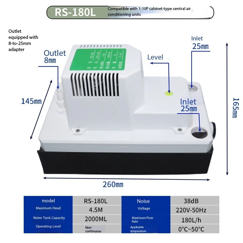 HVAC Ducted System Condensate Removal Pump – High-Flow 40L/H Automatic Drainage for Central AC Units
