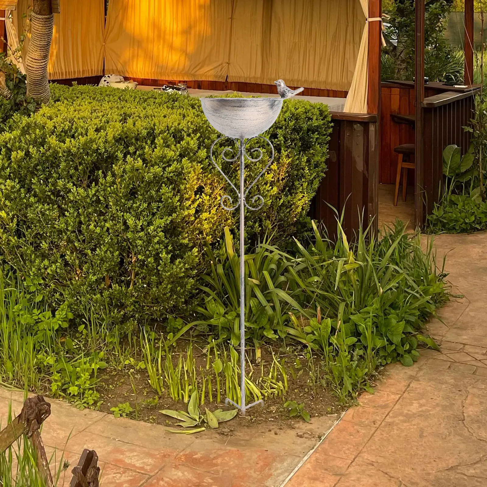 Sturdy Cast Iron Freestanding Birdbath and Feeder Outdoor Garden Decor Bird Water Fountain Standing Bird Bath Bowl for Patio