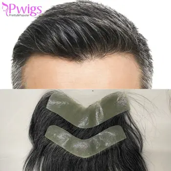 Pwigs-peluquín Frontal en V para hombres, peluquín de piel 100% humana, Topper de polipiel para cabello Natural, tupé de Color 1B20