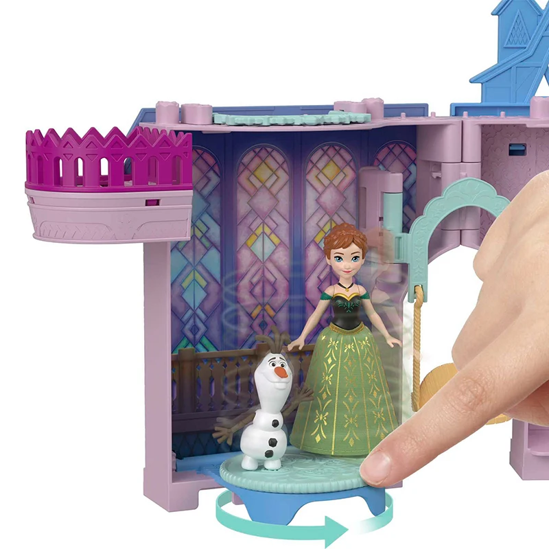 Original Disney Frozen Anna Elsa Doll House Stackable Castle Doll Playset Girls Play House Interactive Toys Girls Birthday Gifts