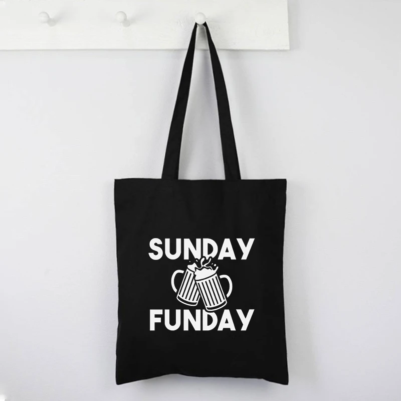 Sunday Drinking Tote Bag Alcohol Funday Shopping Bags Fashion 2021 Women Beer  Tote Bag Drink Day Shopping Bag Canvas