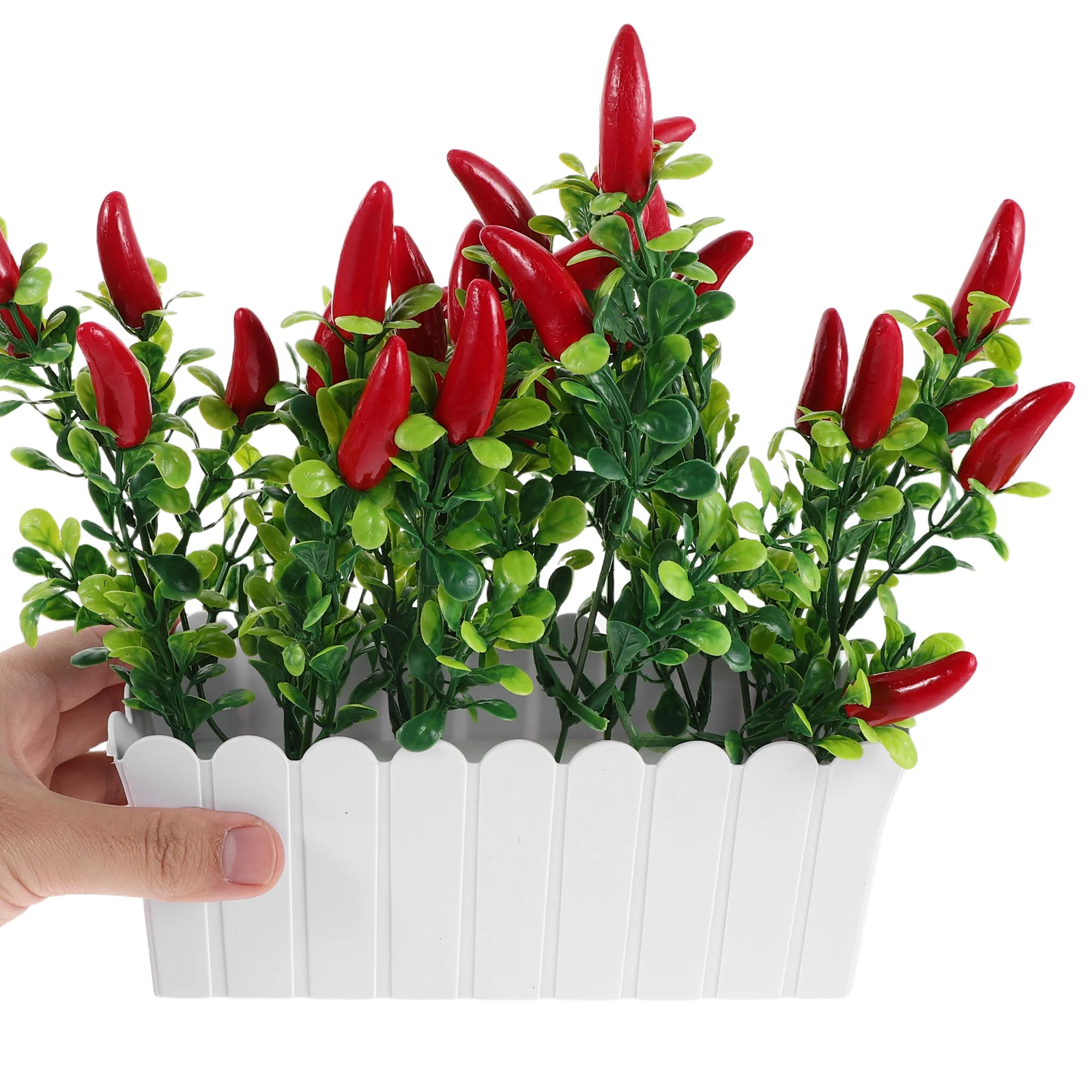 

Artificial Chili Pepper Plant Bonsai Realistic Faux Vegetable Decor for Kitchen Office Desk Shelf Home Indoor Simulation Green