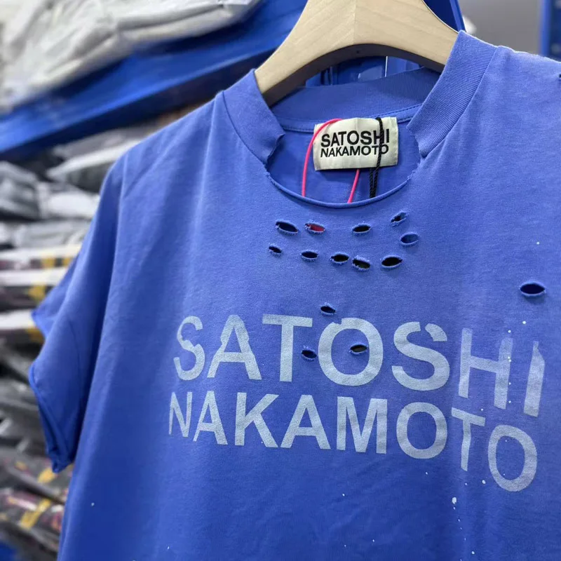 New American Style High-quality Splashed Ink T-shirt Holes Layered Casual Satoshi Nakamoto Vest Top