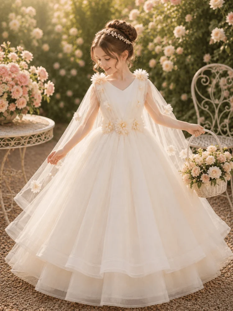 robe-de-demoiselle-d'honneur-personnalisee-avec-cape-en-tulle-transparent-et-fleurs-aux-epaules-decoration-florale-3d-flottante-pour-anniversaire-concours-de-beaute-seance-photo