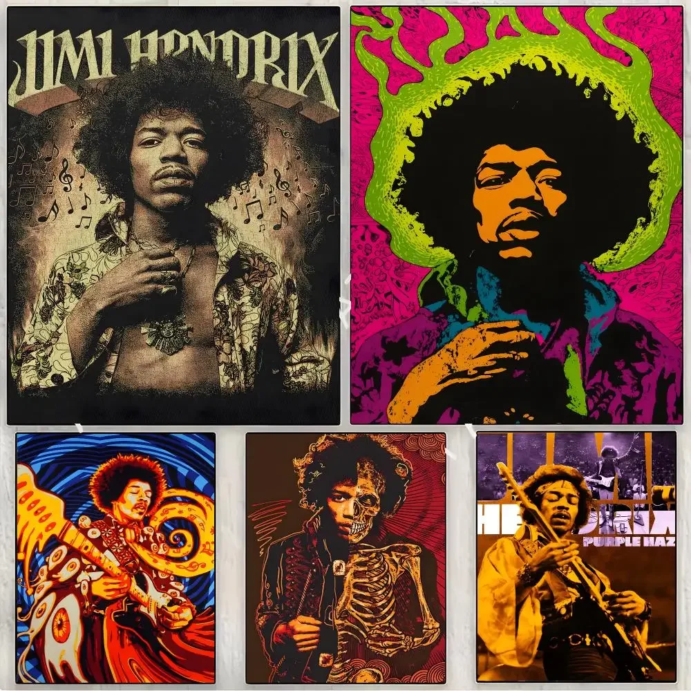Musician Psychedelic Rock Jimi Hendrix Painting Calligraphy Canvas Print Wall Mural for Living Room Decor Gifts