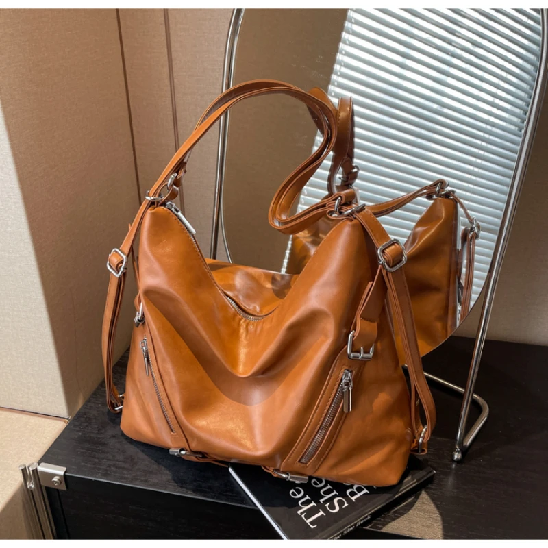 PU Large Capacity Shoulder Bags Zipper Solid Fashion Casual Tote Bags for Women 2024 High Quality New Style Bolsas De Hombro