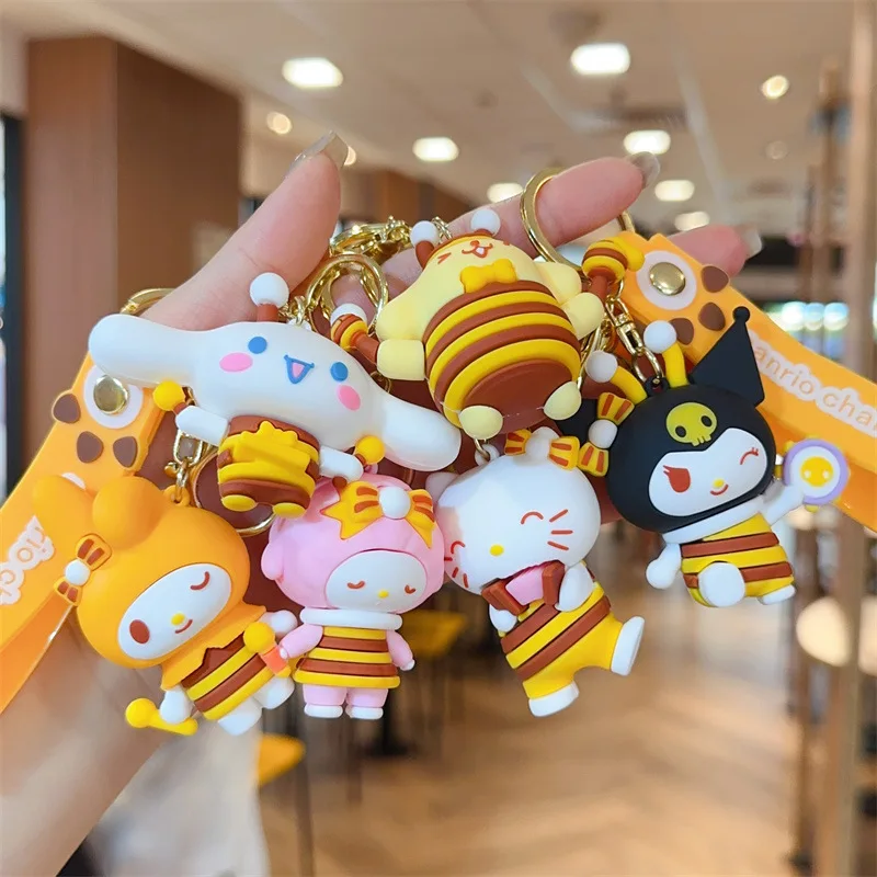 Cute Cartoon Hello Kitty Kuromi Melody Keychain Cinnamoroll Figure Key Ring Bag Pendant Accessories Collectible Gifts