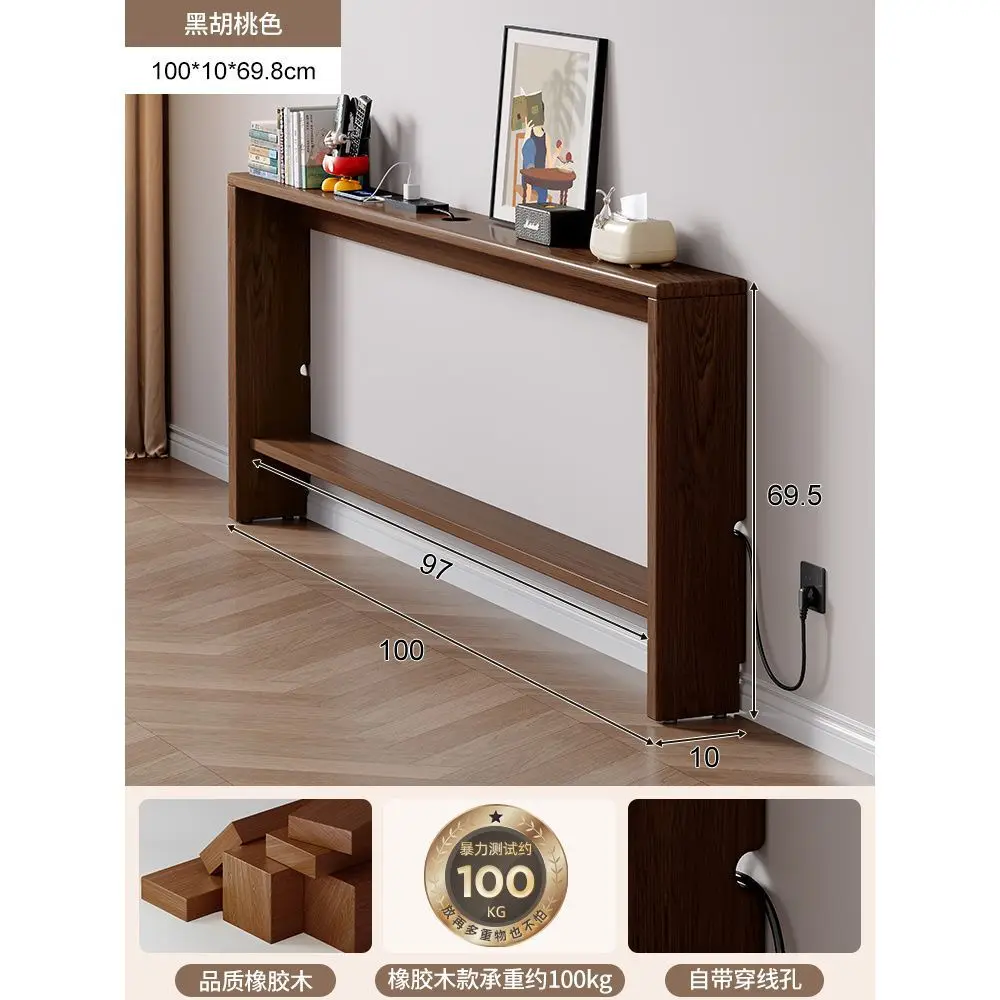 Solid Wood Sofa Backrest Cabinet Rear Shelf Bed Tail Long Storage Cabinet Clip Gap Storage Bed Head Wall Small Narrow Table