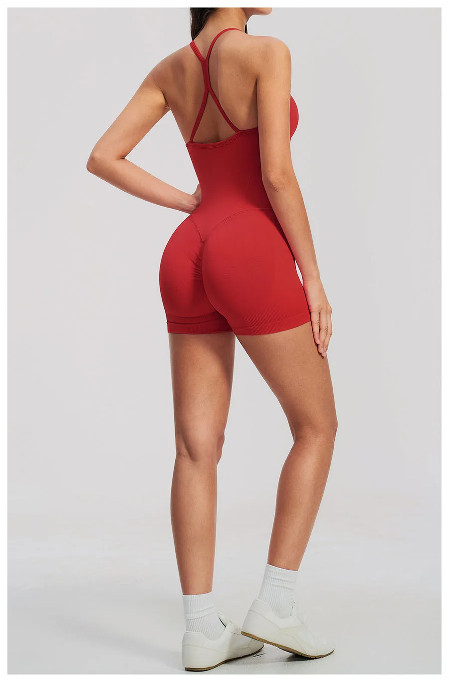 Yoga-Sets Nahtlose Gym-Jumpsuits Damen Einteiliger Sport-Bodysuit Overalls Aktivbekleidung Fitness-Trainingskleidung Kurze Outfits – Detail 6