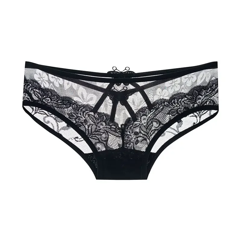 Lace Panties Women New Black High-end Seamless Semi-sheer Briefs Mesh Breathable Low-rise Underwear Girl Thin Triangle Shorts