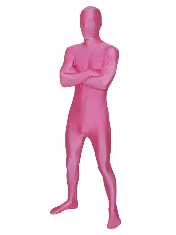 Pink Fullbody Spandex Zentai Bodysuit Halloween Costume Men Woman Cosplay Zentai Suit