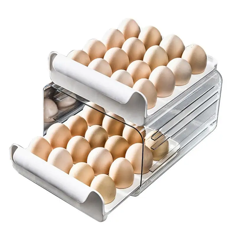 

32 Grid Large Capacity Egg Storage Box Double-Layer Transparent Egg Holder Tray Containers Kitchen Refrigerator accessories