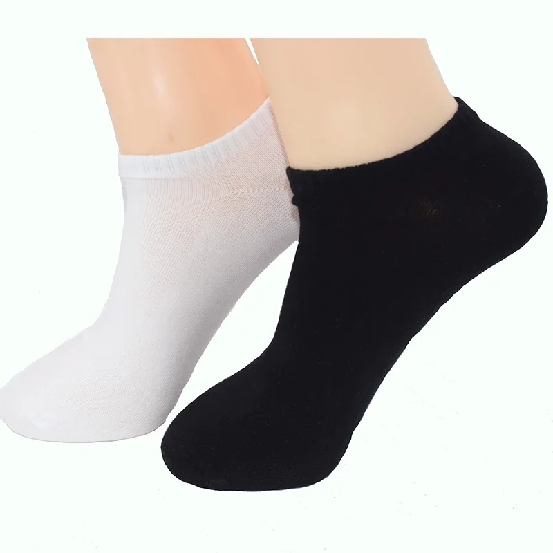 12PCS=6pairs elite 43, 44,45,46 summer short low cut black white boat socks men breathable cotton ankle socks Calcetines Meias