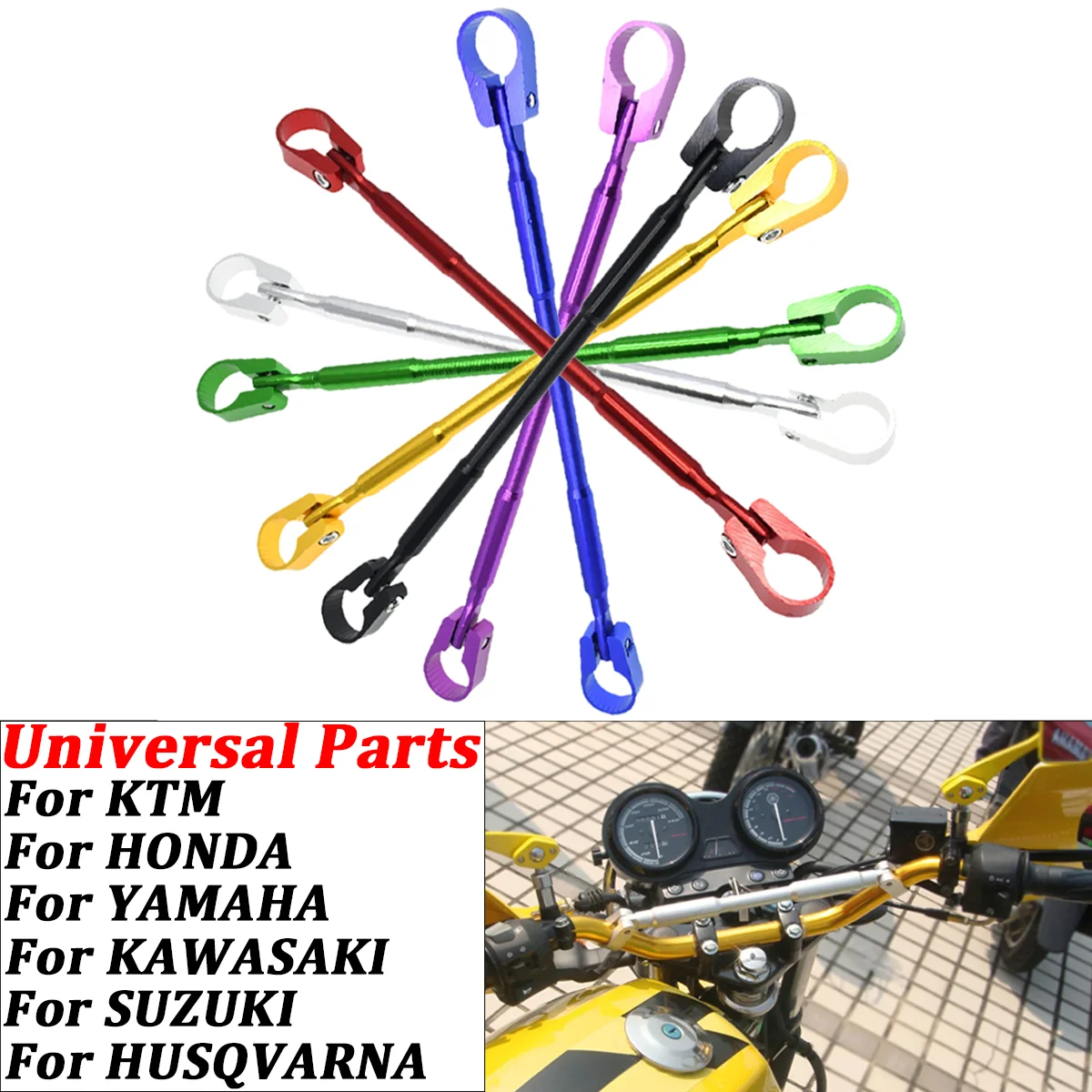 

22mm Alloy Aluminum Motorcycle Handlebar Brace Crossbar Modified Strengthen Handle Bar Clamp Balance Beam Cross