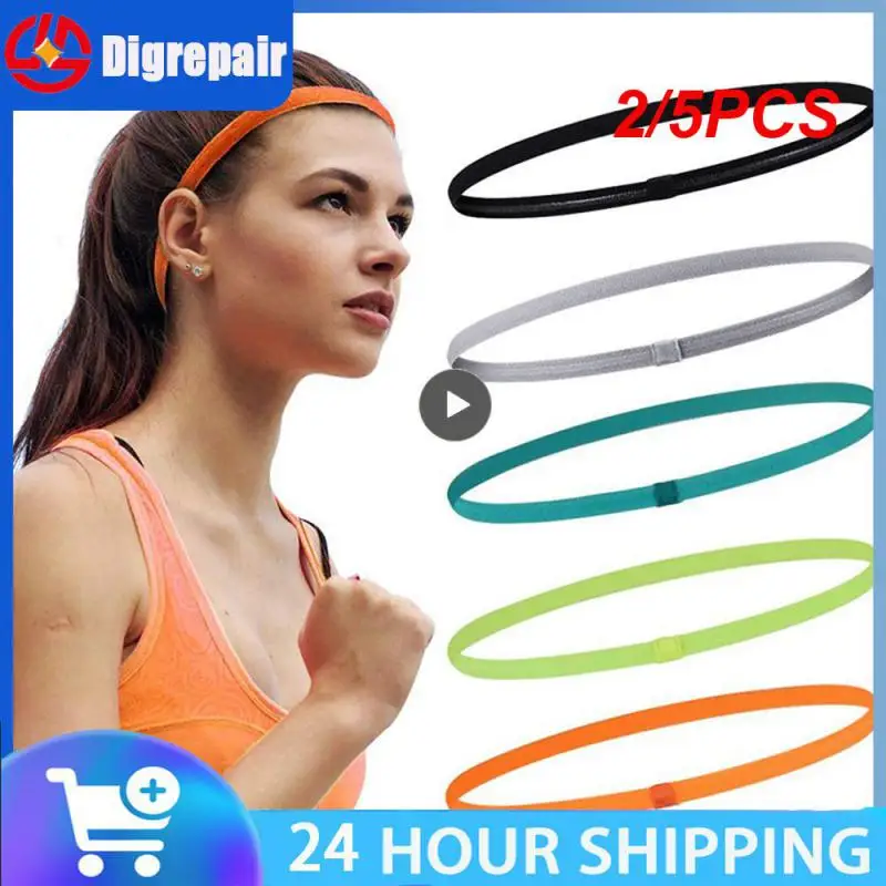 2/5PCS 10 Pieces Solid Thicken Non-Slip Elastic Sports Outdoor Headbands Hair Headbands for Men Exercise Hair Bands Sweatbands