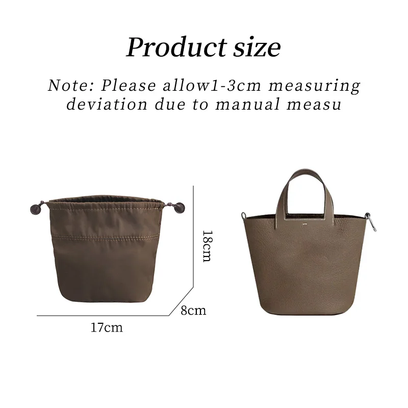 TINBERON Handbag Insert Organizer Fit For Pig Nose Basket Bag Nylon Inner Bag Support Shape Cosmetic Organizer Makeup Travel Bag