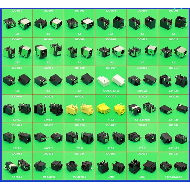 Sample package:45models,90pcs,Laptop DC Jacks for Acer/Asus/Sony/Toshiba/HP/Samsung/Fujitsu/Lenovo/IBM/DELL...