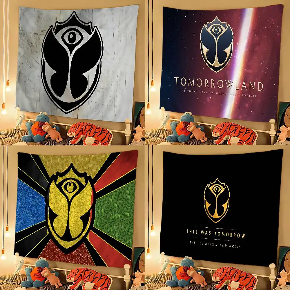 T-Tomorrowlands Music Logo Printed Large Wall Tapestry Hanging Tarot Hippie Wall Rugs Dorm Cheap Hippie Wall Hanging