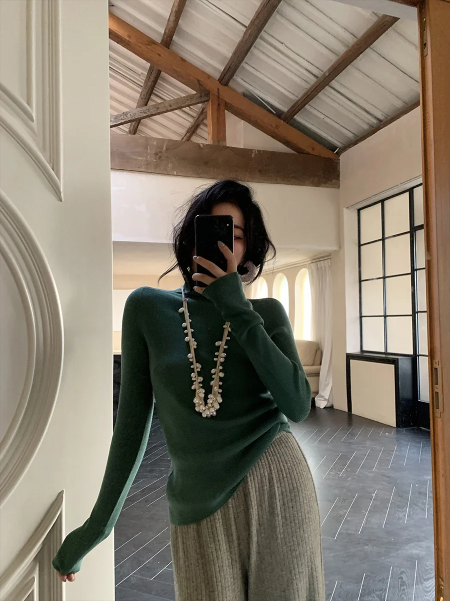 

Женская трикотажная базовая футболка с высоким воротником из 48% шелка и 00% шерсти Dangdang Tian Wengou, оптовая продажа