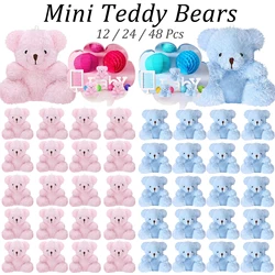12-48Pcs Mini Plush Bears 4'' Small Bear Bulk Stuffed Animal Toys Tiny Soft Bear Doll Present Stuffers for Keychain Baby Shower