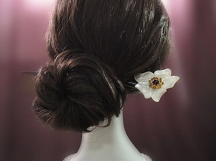 Rosewood Hair Stick Chinese Sticks Freshwater Pearl Jewelry Hand Carved Vintage Flower Hairpin Wooden Hair Accessories WIGO0401