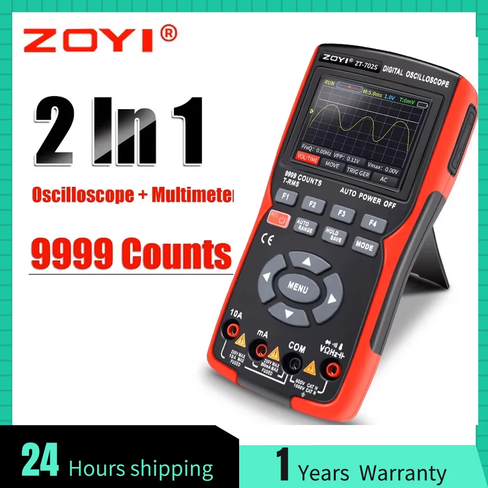 

ZT702sDigital Oscilloscope Multimeter 48MS/s Sampling Rate 10MHZ Analog Bandwidth Supports Waveform Storage Advanced Tester