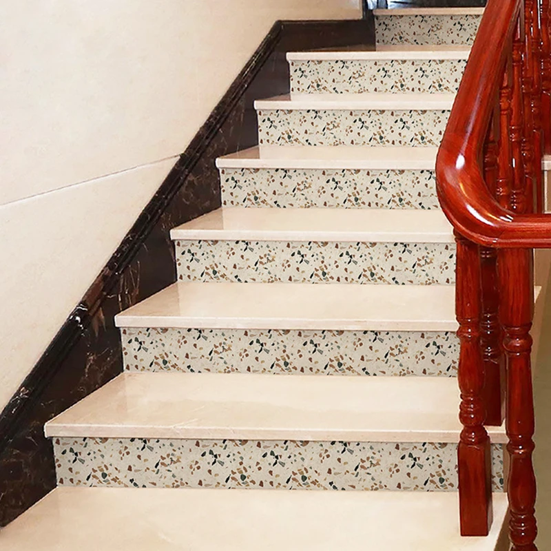 Stair Riser Stickers with Imitation Marble Textures for Home Decoration DIY Self Adhesive Crystal PVC Step Decals of 60*20CM