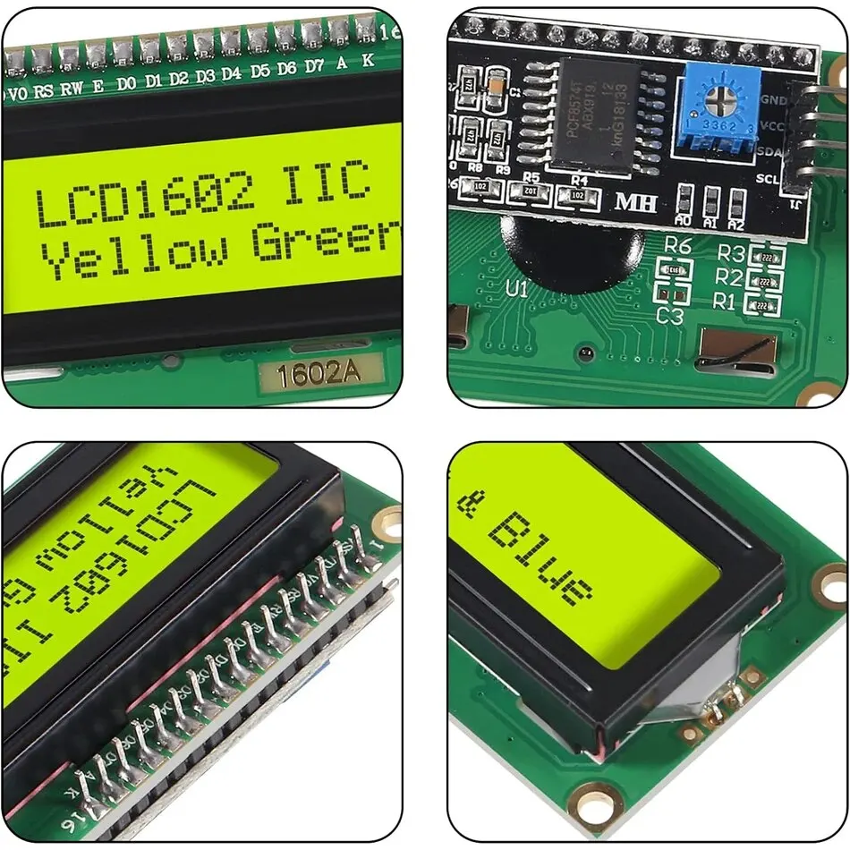 LCD1602 1602 LCD Module Blue/Green Screen 16x2 Character LCD Display with IIC I2C Serial Interface Adapter Module for Arduino