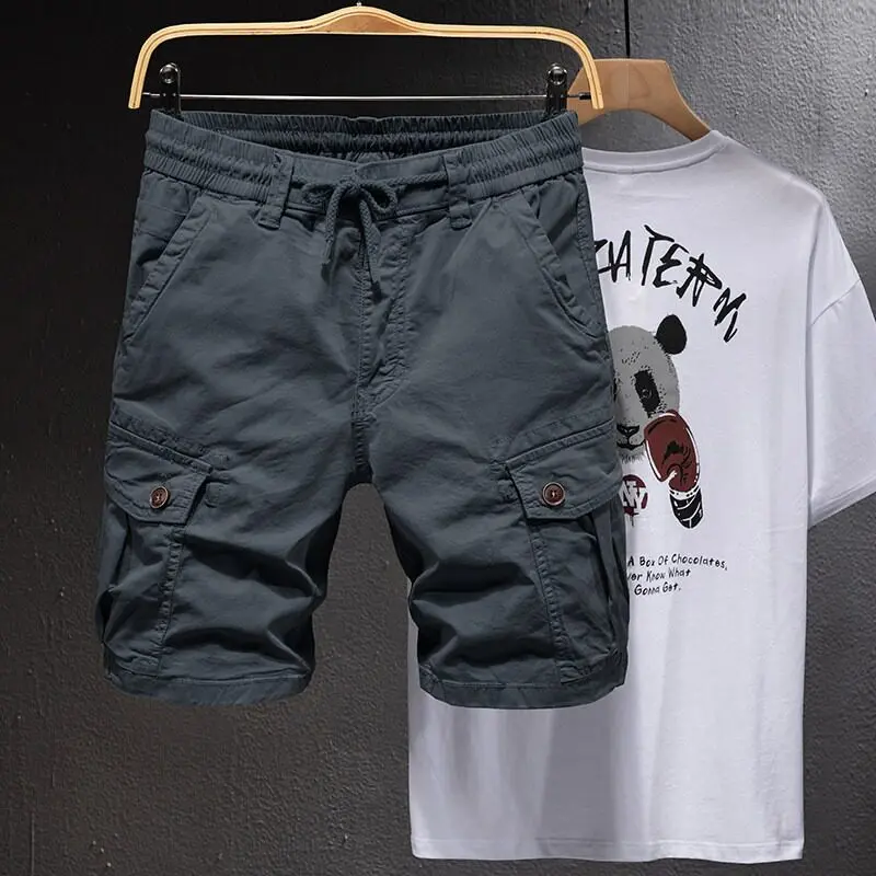 Summer 2026 Men's Casual Loose Fit Beachwear Workwear Shorts Four-Way Stretch Polyester Cotton Blend Fashionable Versatile