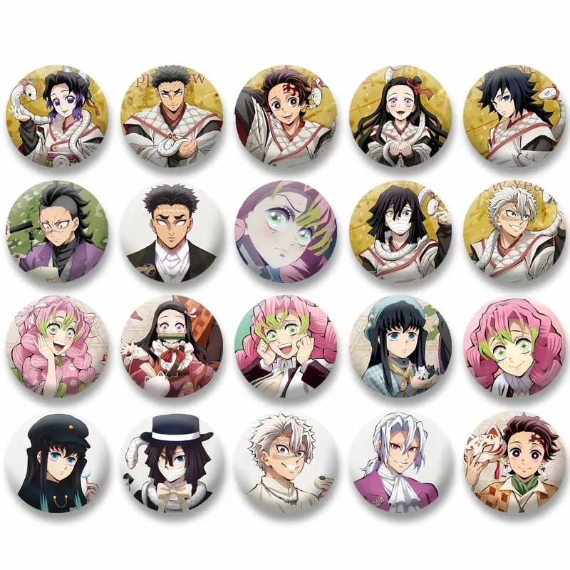 

Cartoon Figure Giyu Obanai Mitsuri Cosplay Badges Anime Manga Button Brooch on Backpack Hat Accessories Jewelry Pins Fans Gifts