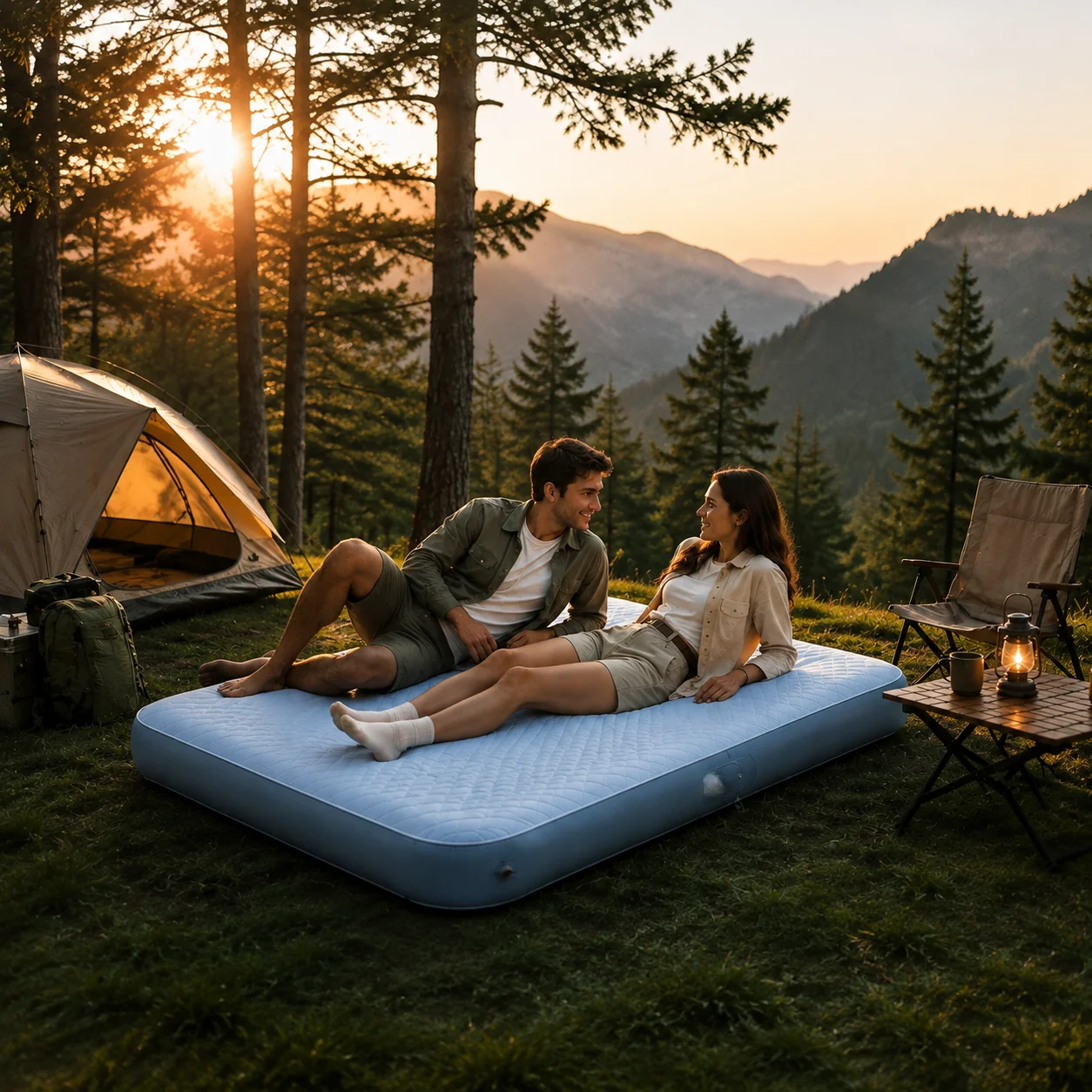 ZUIQIUZ TPU Drop Stitch Comfortable Air Bed Queen/Twin/King Size Tear-Resistant Outdoor Inflatable Mattress With Built-in Pump