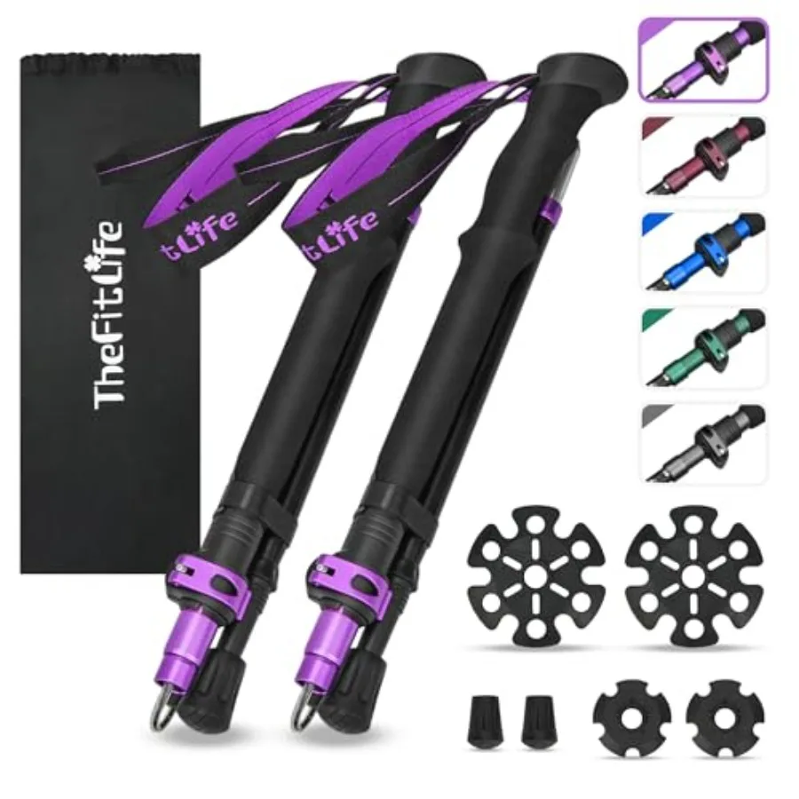 

Collapsible Trekking Poles for Hiking Lightweight Folding Walking Sticks for Men and Women with Extra-Long Foam Handle and Meta