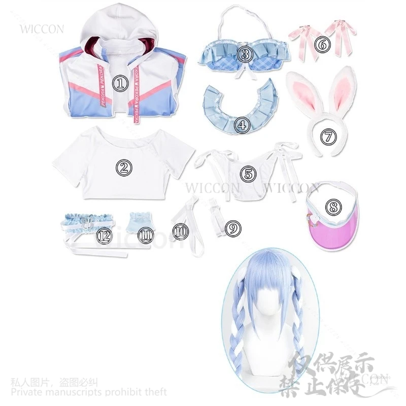 Anime Virtual YouTuber Usada Pekora Cosplay Costume Hololive Coat Swimsuit Bikini Wig Rabbit Earwear Sexy Kawaii Suit