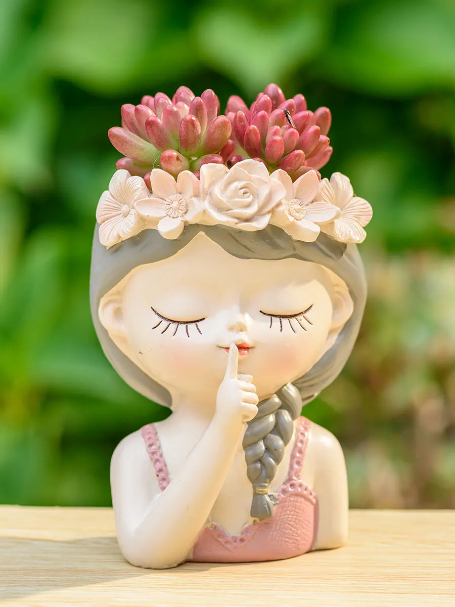 Tabletop Potted Silicone Mold Creative Little Fairy Succulent Flowerpot Concrete Mold Gypsum Candle Vessel Mini Storage Box Mold