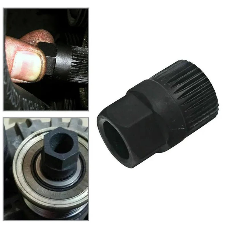 Car Generator Pulley Alternator Clutch Free Wheel Pulley Removal Tool With 33 Tooth V Belt Pulley Remover Black Car Accessories