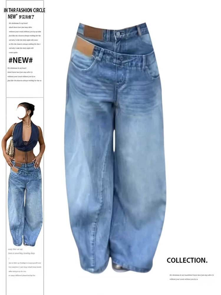 

Women's Baggy Jean Designer Grunge American Retro Harajuku Wide Fit Jeans Y2k Japanese Men Denim Pants Hip-pop Cowboy Hip-pop