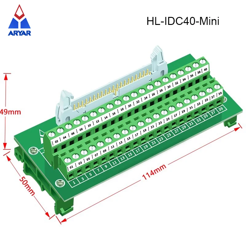 IDC40 Male Turn Terminal Block Board IDC 40 Connector DIN Rail Mounting Adapter