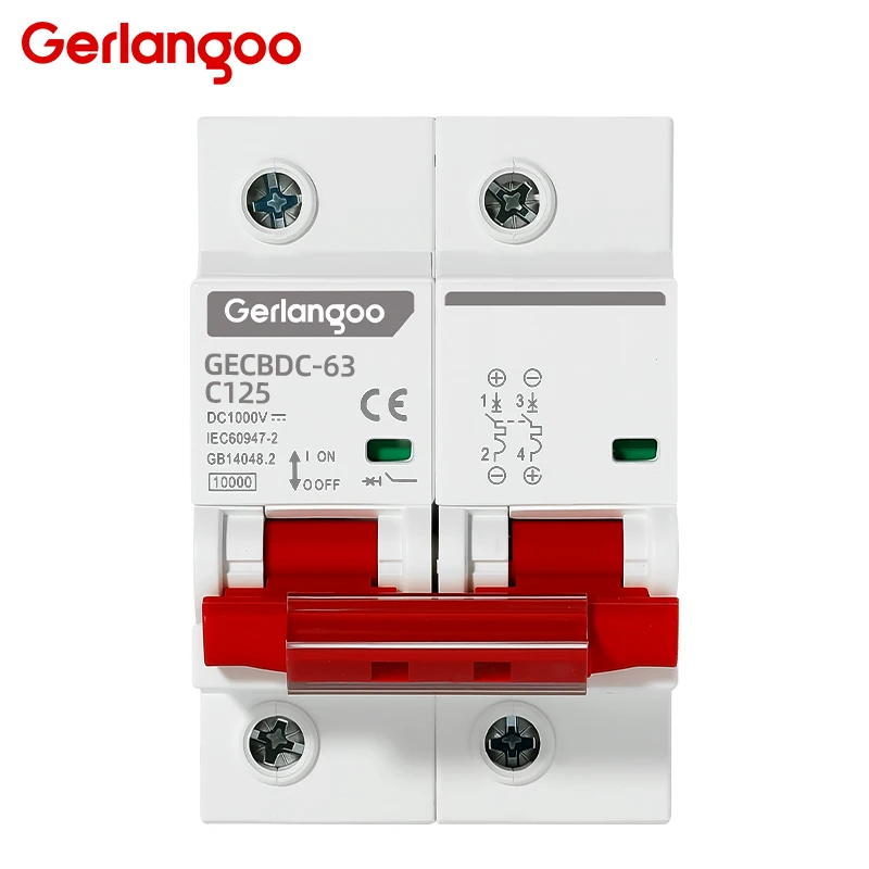 2P DC MCB 1000V 125A 100A 80A Circuit Breaker FOR PV System C Curve Battery Main Switch