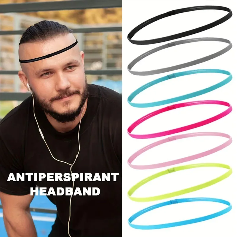 1/2/5Pcs Women Sweatbands Football Yoga Pure Hair Bands Anti-Slip Elastic Rubber Thin Sports Headband Men Hair Accessories