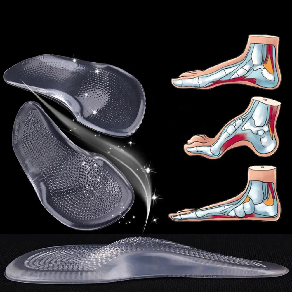 Palmilhas ortopédicas de gel de silicone para sapatos femininos pés planos arco apoio palmilhas para faciite plantar alívio da dor almofadas de sapato
