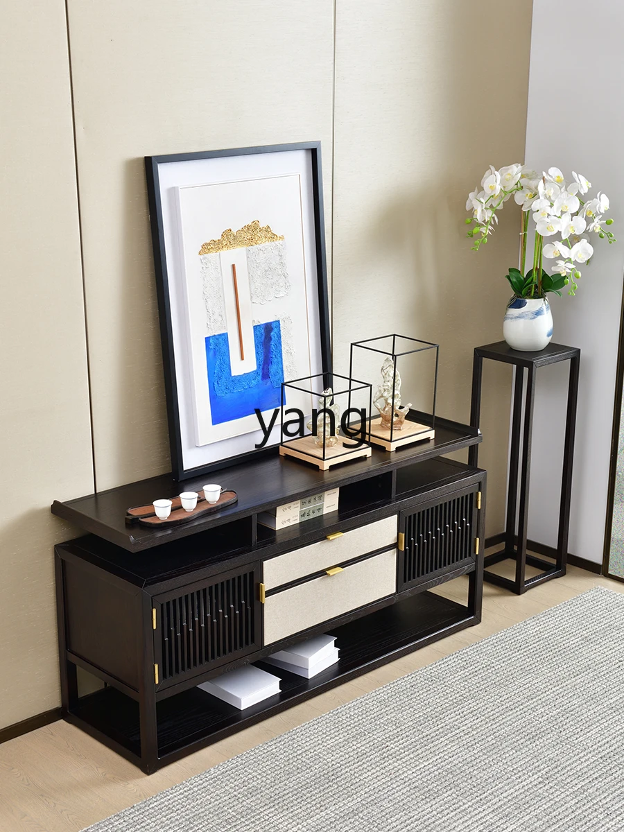 Yhl Light Luxury Curio Cabinet New Chinese Style White Wax Wood Side View Simple Modern Living Room TV Cabinet