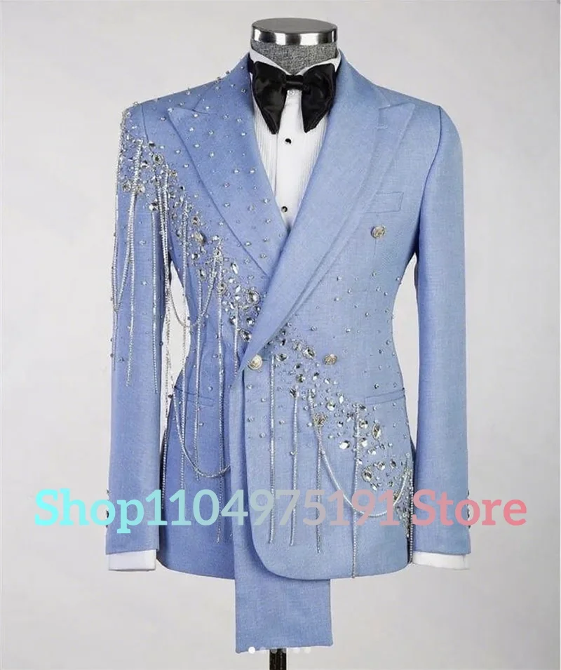 Exquisite men's suit Crystal Tassel 2-piece Men's Suit Modern Men Wedding Suits Special Occasion Gowns Celebrity Gowns