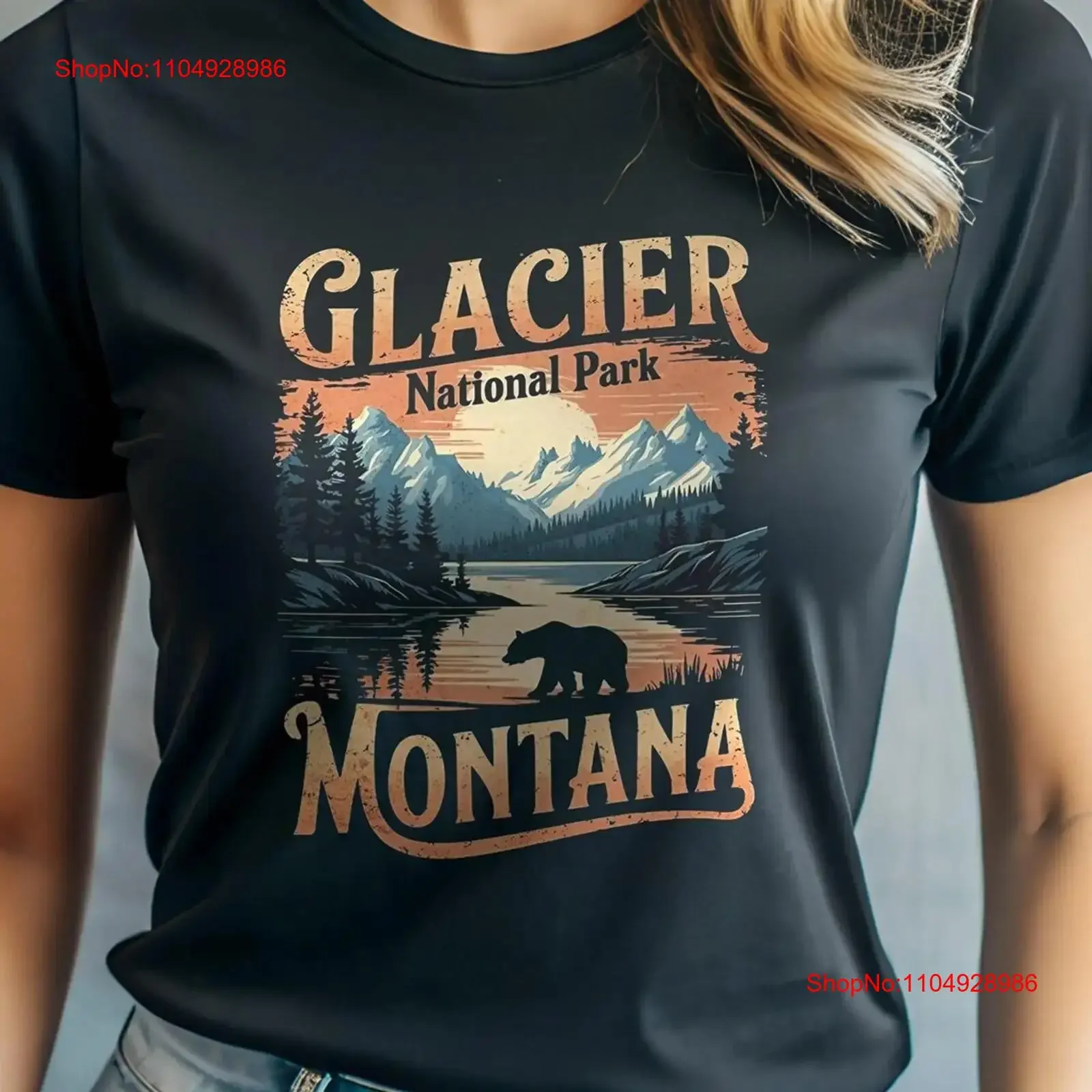 

Футболка «Ледниковый национальный парк» Montana Nature Lover's Пеший туризм Кемпинг Сувенир винтажный стильный топ для повседневной носки homme