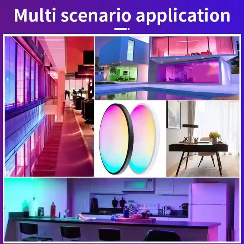 Plafonnier rond LED WIFI intelligent, RGB, variable, Compatible avec l'assistant Alexa pour chambre à coucher