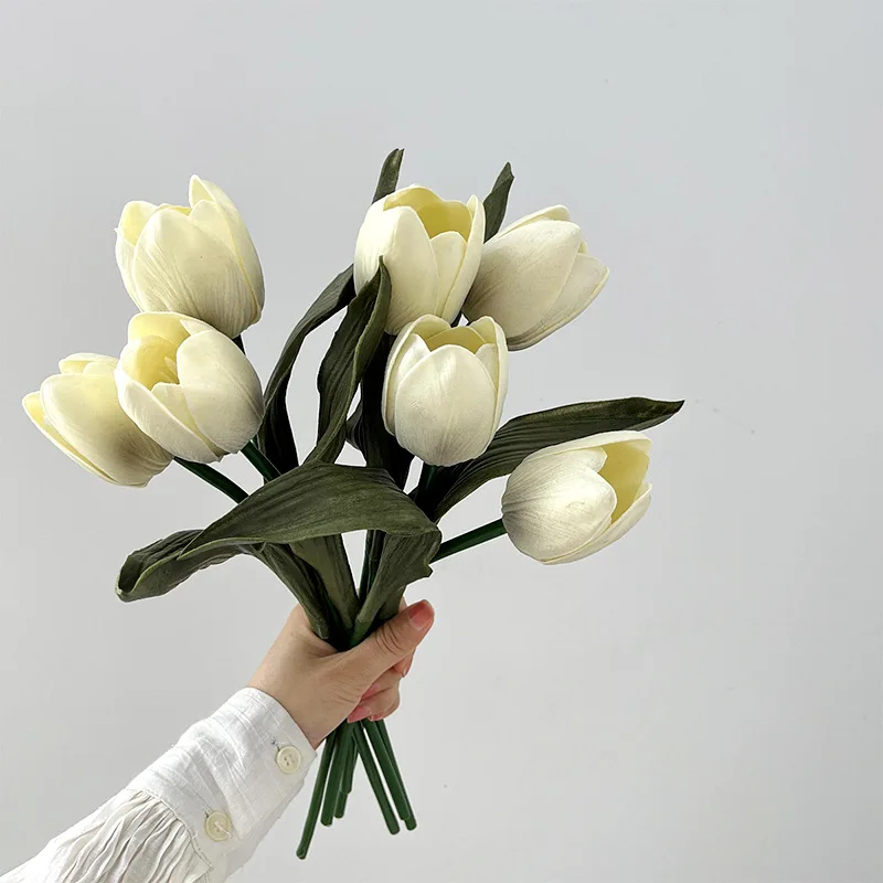 5 stücke Morandi Pu Tulpe künstliche Blume gefälschte Blumenstrauß Innendekoration Ornamente Hochzeit hand gehaltene künstliche Blumen