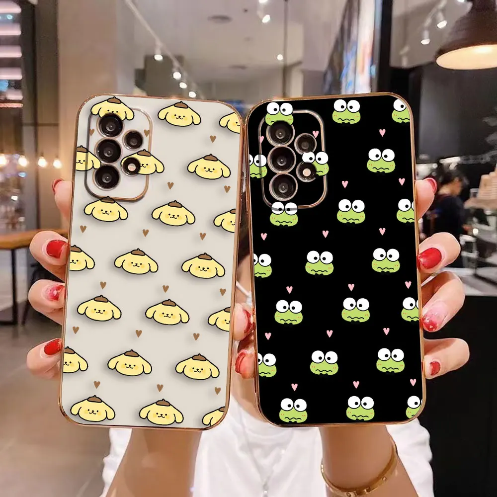 Cover Smooth E-TPU Phone Case For Samsung A73 A72 A71 A54 A53 A52 A51 A33 A32 A23 A22 5G Case P-Pompompurin Kero kero K-Keroppi