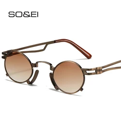 SO&EI Retro Small Oval Sunglasses Women Fashion Unique Metal Frame Shades UV400 Men Punk Red Yellow Sun Glasses