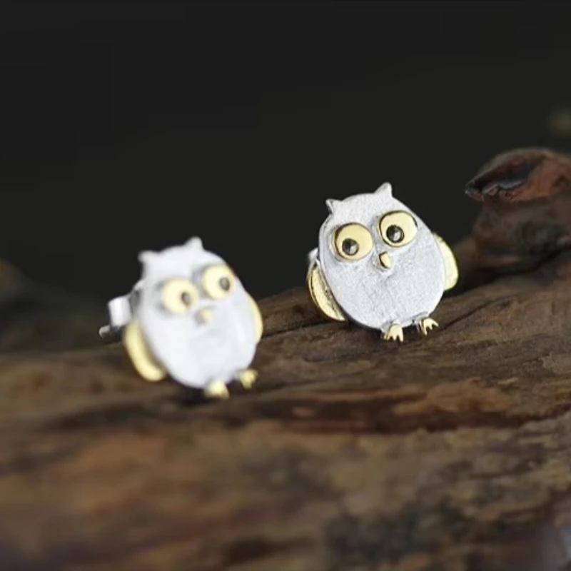 Real 925 Sterling Silver owl Earrings for Women Girls Gift Hot Fashion sterling-silver-jewelry Women Earrings