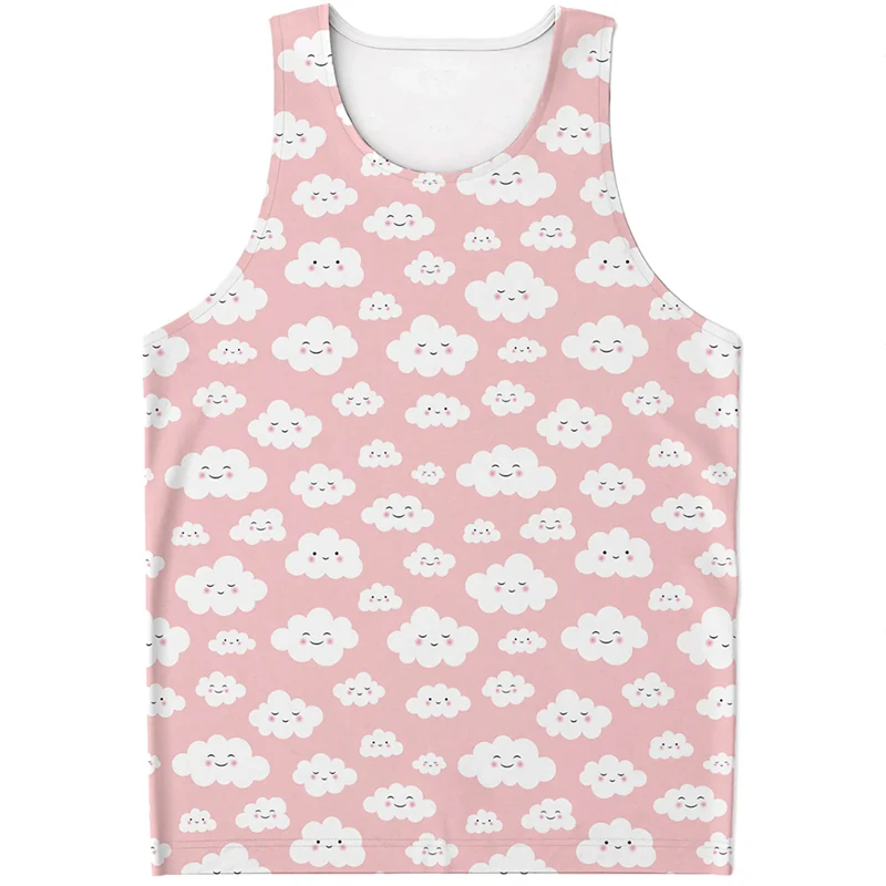 Fashion Clouds Pattern Tank Tops Summer Trend Men Women 3D Printed Sleeveless T Shirts Simple Casual Oversized Harajuku Vest